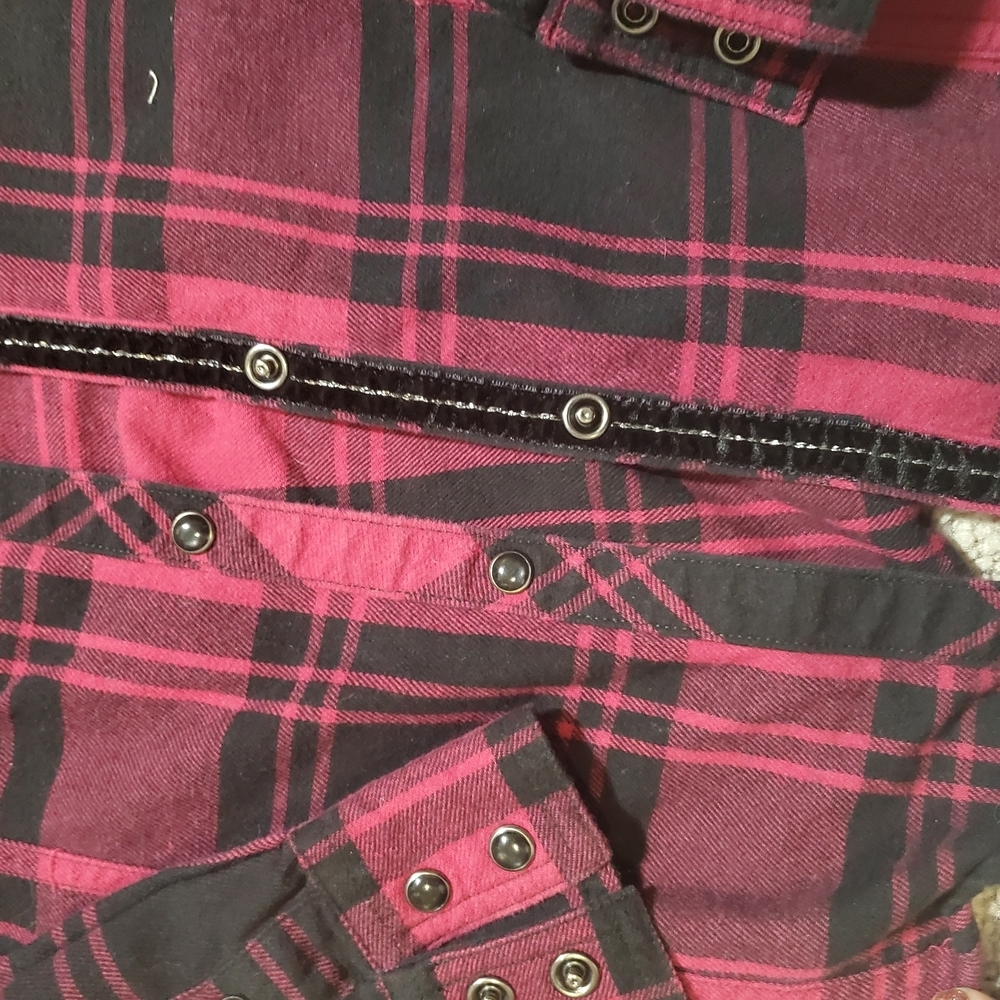 Harley Davidson Plaid Pearl Snap Embrodiered And Studded Shirt - Picture 7 of 12